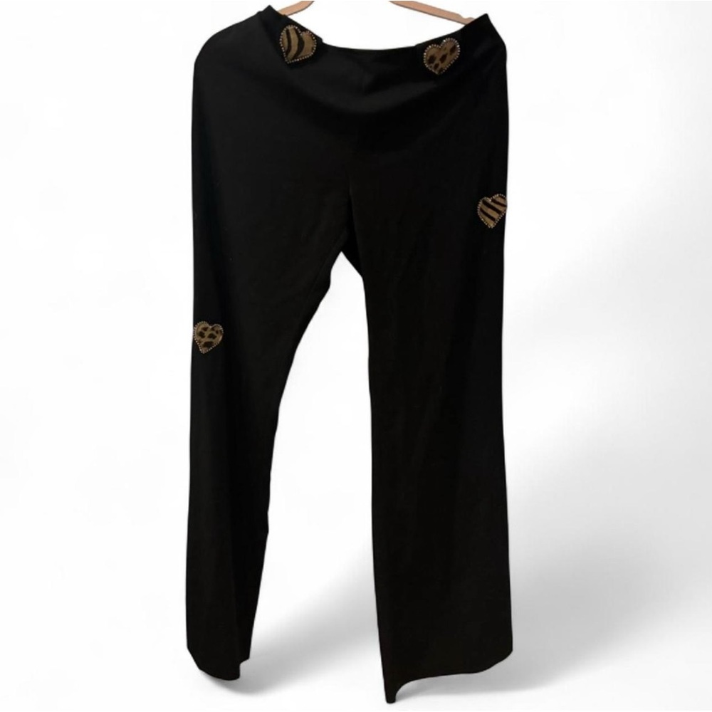 Black Trousers ft. Bedazzled Animal Print Heart Patches